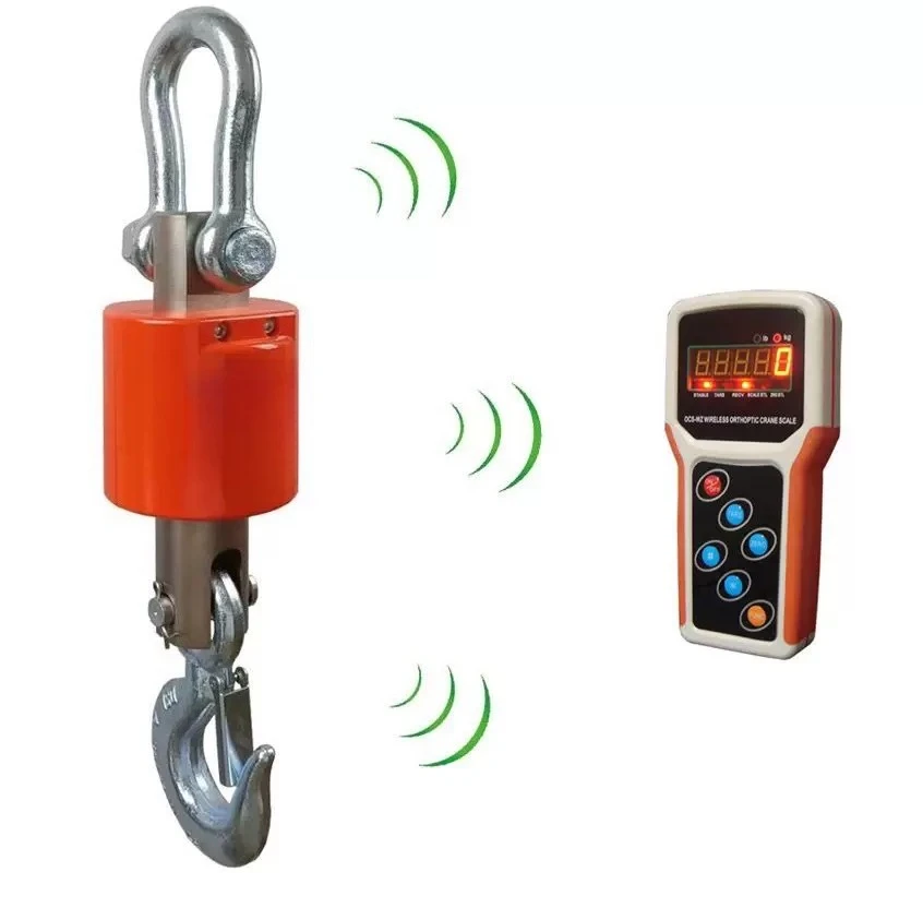 1pcs Industrial Heavy‑Duty Hanging Crane Scale 5000KG 5T Wireless Digital Electronic Weighing Scale with Handheld Display Meter