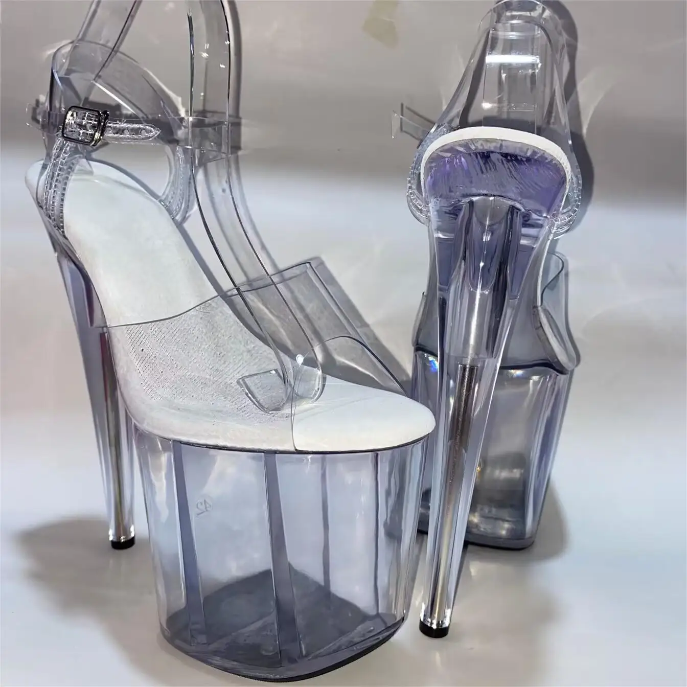 

Transparent 20cm high heels glass slippers, 8 inch high heels, sexy women fashion pole dance performance, party dance shoes