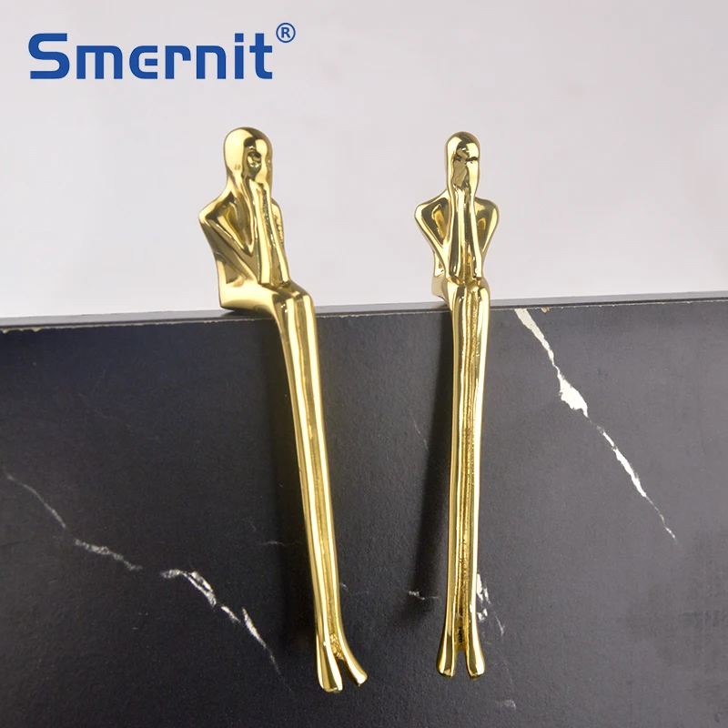 

Creative Brass Door Handles Long Handle Golden Knobs Modern Furniture Handles for Living Room Kitchen Bedroom Hardware