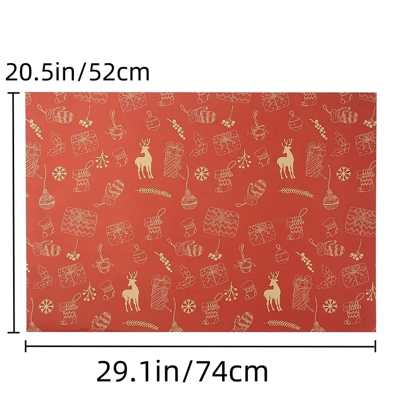 1szt Świąteczny papier do pakowania Vintage Kraft Festival Gift Wrap z wzorami płatka śniegu choinki do dekoracji pakowania prezentów