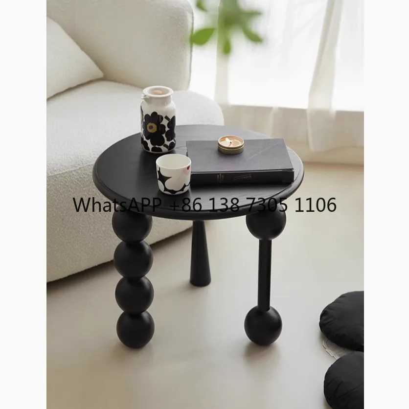 

Solid wood small round table medium and ancient coffee table retro home creative small side table retro coffee