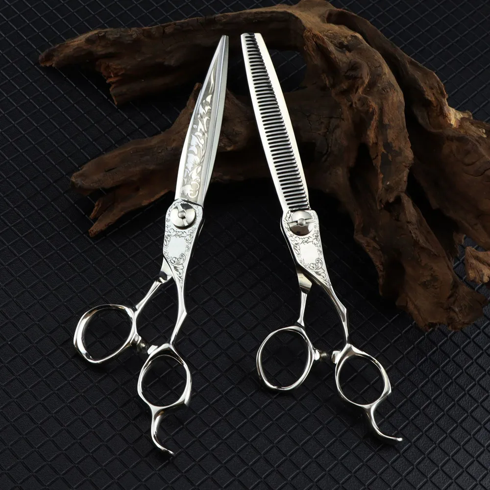 Professional 7 '' Damascus stripe scissor hair scissors hair cutting barber makas haircut thinning shears Hairdressing scissors