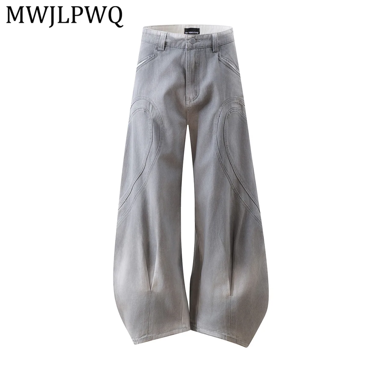 

MWJLPWQ Men's 2026 Trend Style Dirty Dye Washed Machete Pants High Street Deconstructed Design Loose Wide-Leg Trousers New 13123