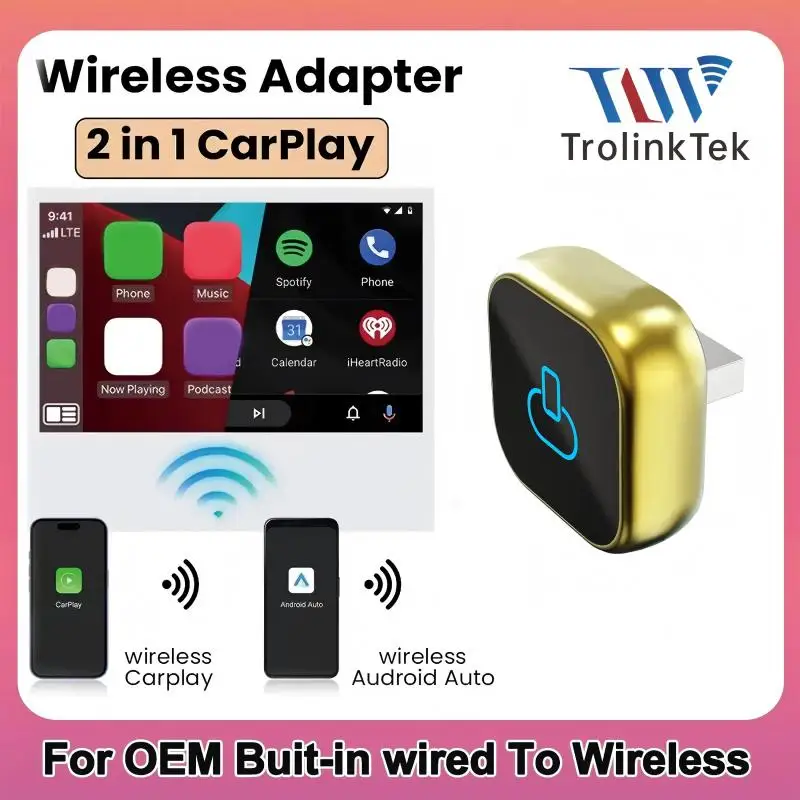 

Беспроводной адаптер TrolinkTek Mini 2-в-1 для CarPlay и Android Auto (проводной в беспроводной) AI Box для Volvo, MG, Kia, Chery, Toyota