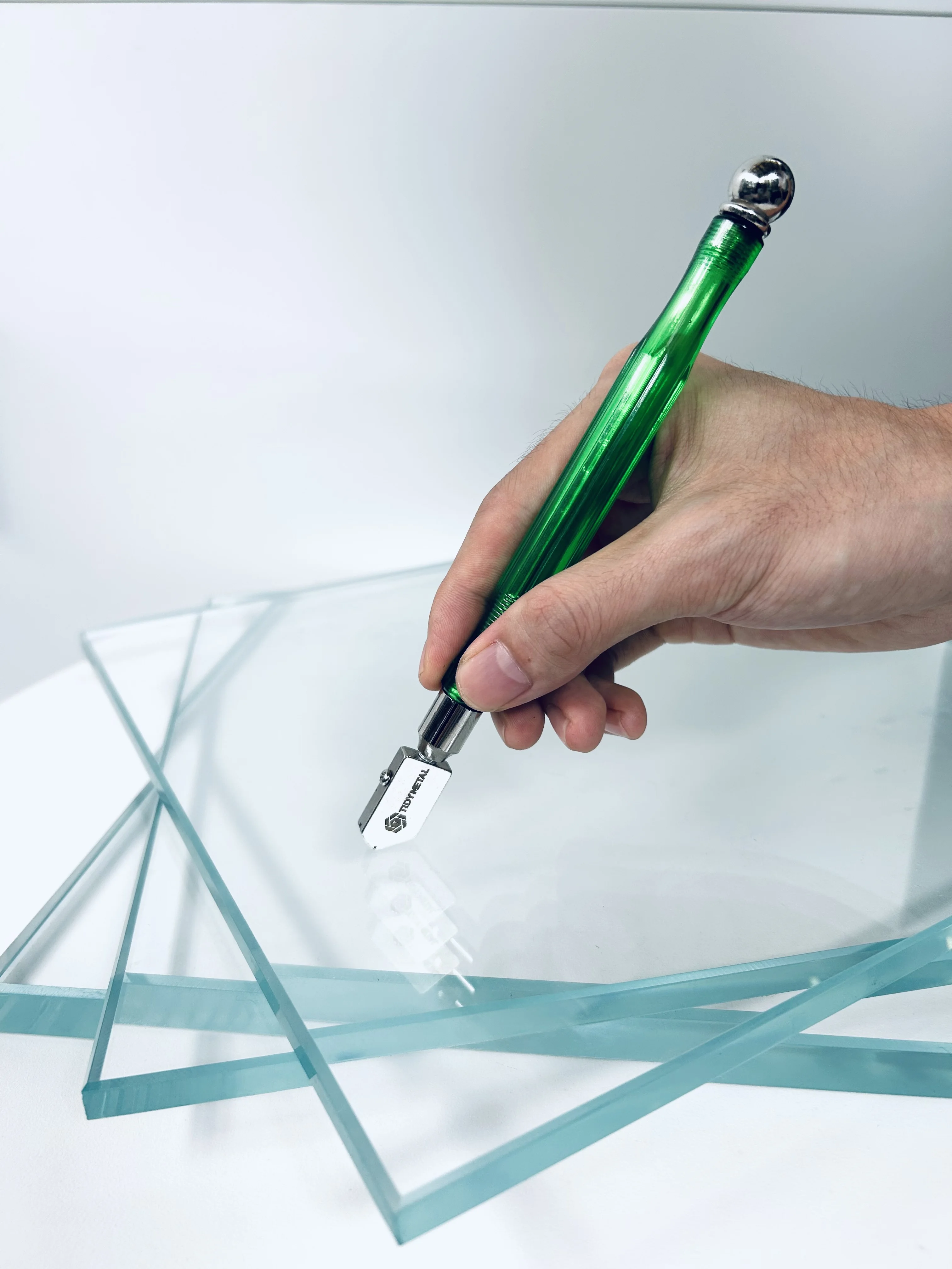 3-12mm Glass Cutter Transparent Green Grip Precision Cutting Tool for Glass Tile Durable Carbide Wheel Clean Cuts