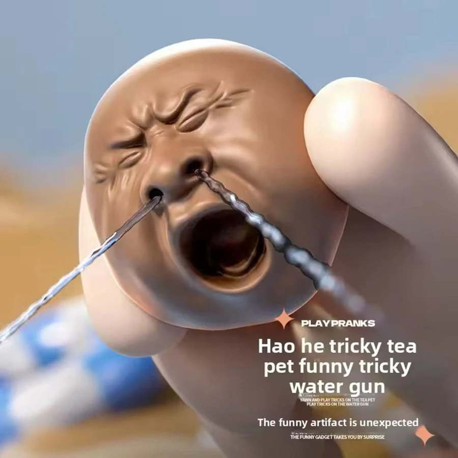 

2pcs/Yawning Pet Water Gun Ugly Person Portrait Pressing Nose Water Spray Gun For Summer Playing Water Fight Stress Relief Toy