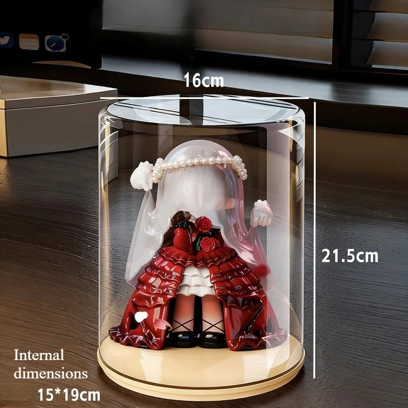 Round Rotatable Figure Display Box Layer Dustproof Collectible Display Stand 360-degree Rotating Base Transparent Dust Cover