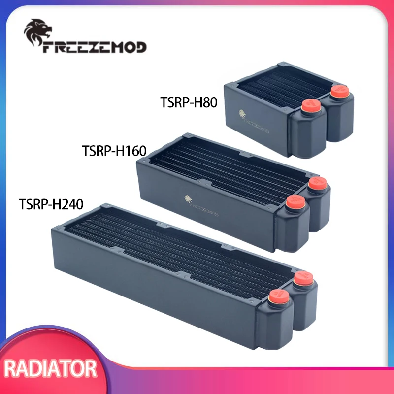 FREEZEMOD Copper Heat Sink G1/4'' Thread / Length 110/190/270mm, 45mm Thickness / 8-channel / 80mm Fan Installation TSRP-H160