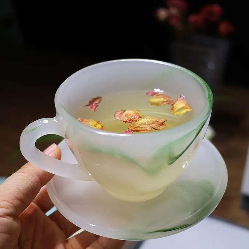 

Jade Porcelain Coffee Cup Handmade Chinese Tea Set with Glazed Design for Personal Use