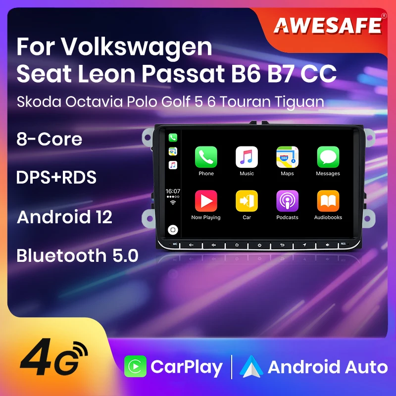 AWESAFE Wireless CarPlay Android Auto Radio for VW Passat B6 B7 CC Skoda Octavia Polo  Car Multimedia Player GPS 2 din autoradio