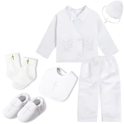 Baby Boys Baptism Outfits Infant Wedding Birthday Party White Cartoon Dove Newborn Formal Gentleman Suits Christening Clothes