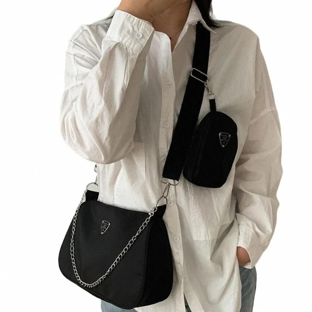 

Nylon Handbags for Women - Lightweight 2in1 Crossbody and Sg Shoulder Bag Set, Casual Solid Color Large Capacity Travel Purses