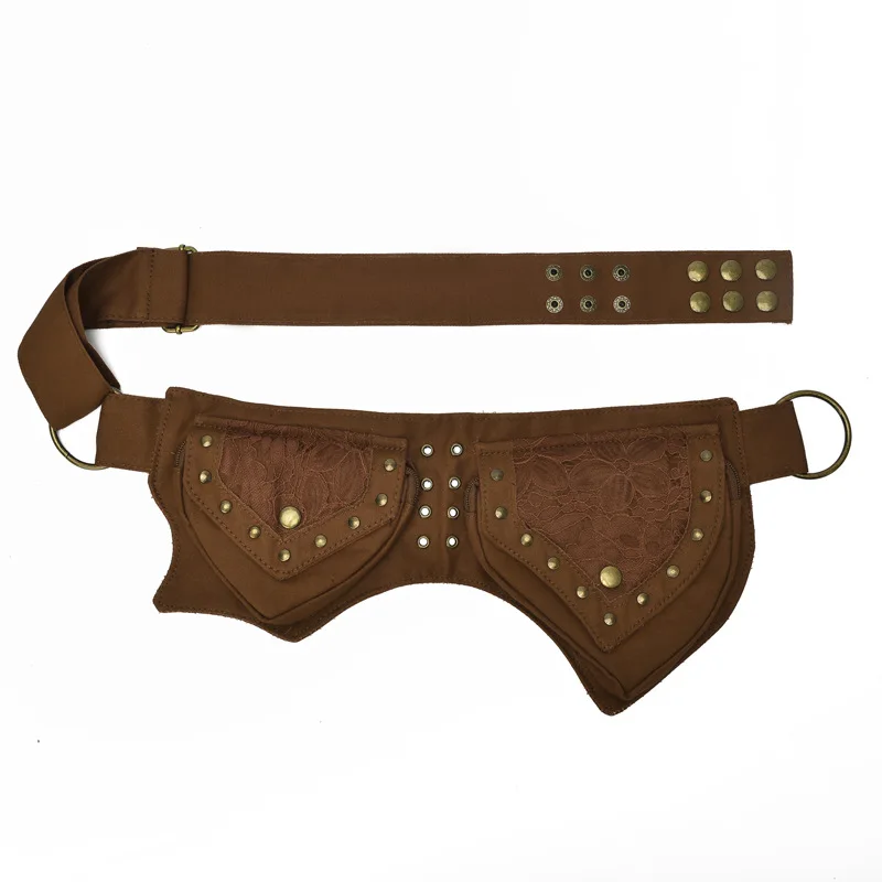 Medieval Punk Waist Bag Steampunk Pu Leather Motorcycle Style Hip Belt Bag Retro Outdoor Sports view 2