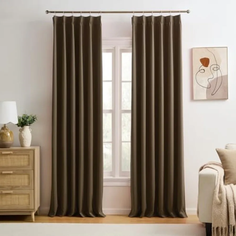 out Curtains 84 Inch Long, Pinch Pleated Window Room Darkening Curtain Panels Drapery for Home, Hotel, Office, 40" W x 84" L, S