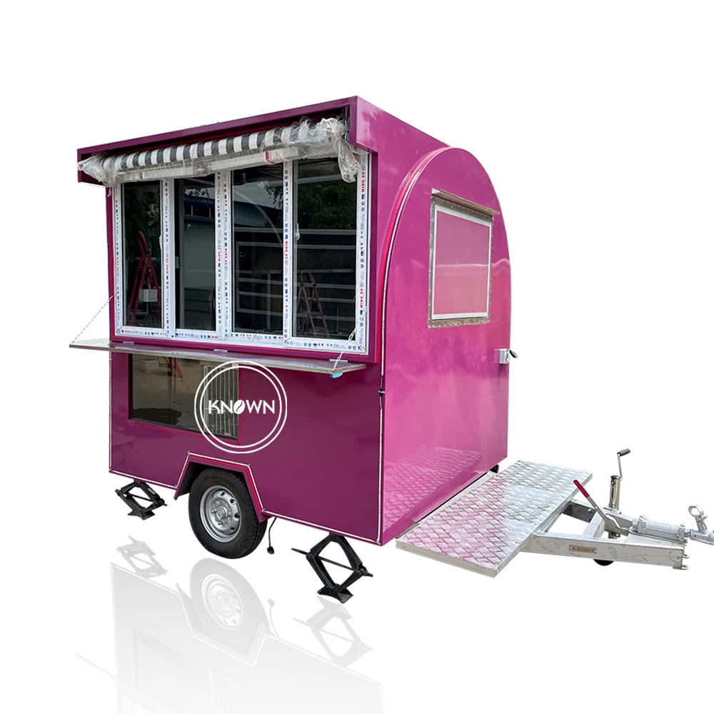 210CM Sliding Window Fast Food Trailer Mobile Popcorn Waffle Cotton Candy Juice Bubble Tea Bakery Hamburger Street Food Cart