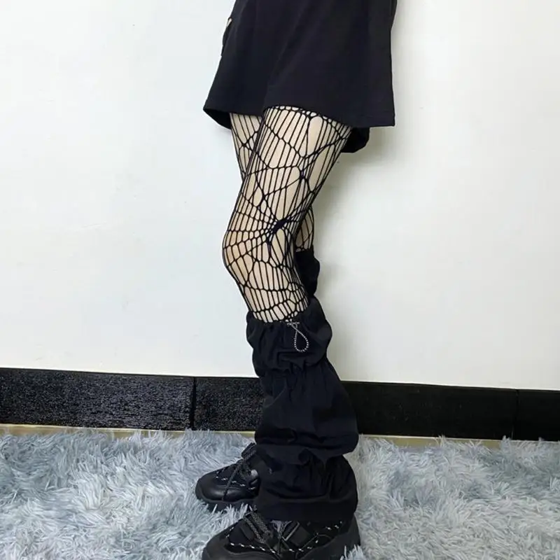 L5YC Halloween Web Black pantimedias Mujeres sexy Hollow Out Fishnet Fishnet Fishnets Sheer Mesh Witch Costockings