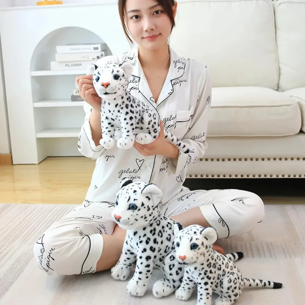 Simulação de leopardo de neve Simulação de leopardo de neve Simulação macia Cheetah Bebê Leopardo Recheado Simulação de leão fofo Cheetah