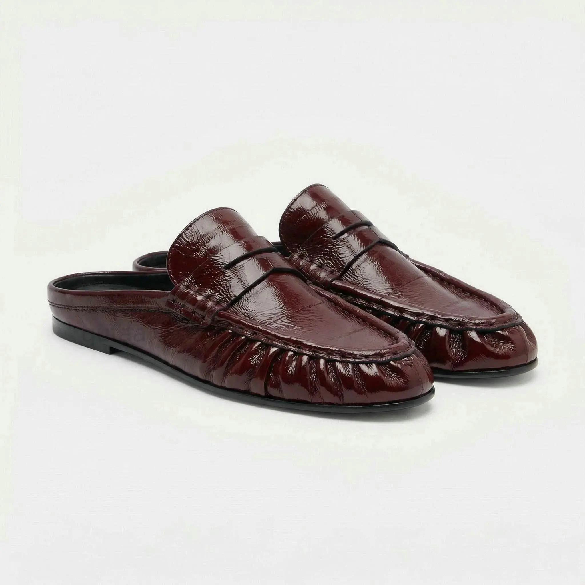 Women's Cow Leather Slingback Mules - Round Toe Flats