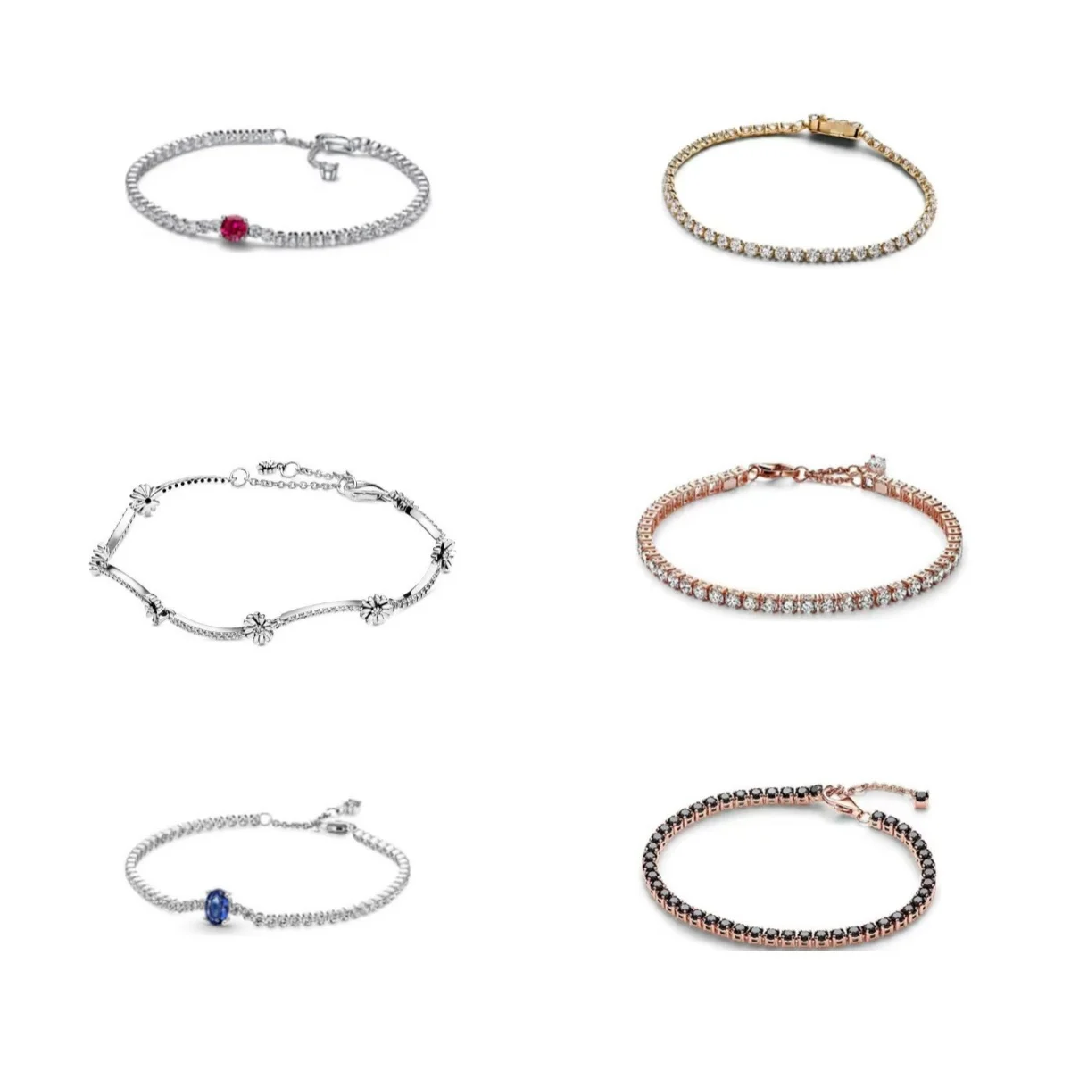 New 925 Sterling Silver Fashionable Hip Hop Style Classic Full Zircon Tennis Shining Bracelet Exquisite Bracelet DIY Couple Gift