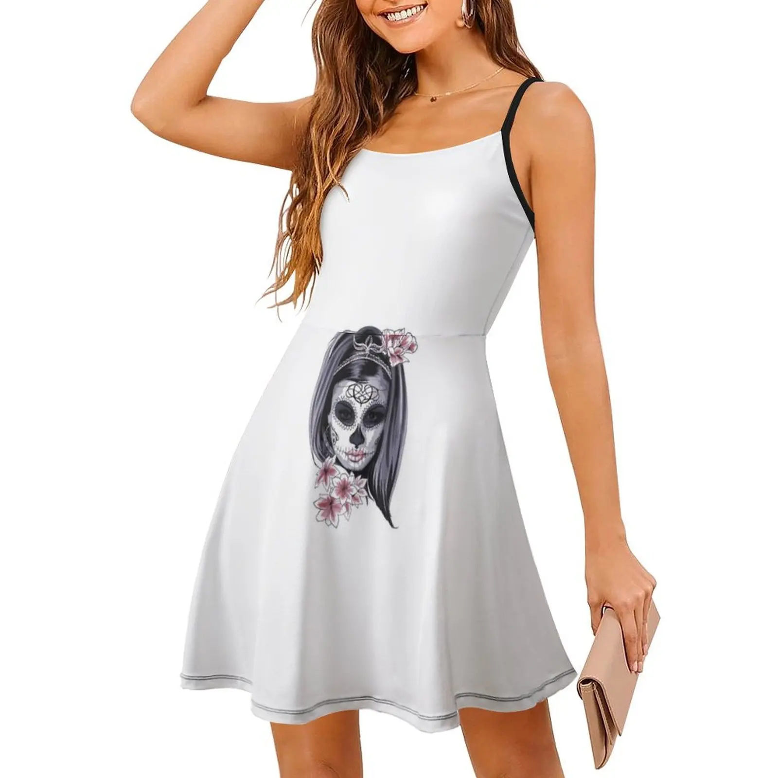 فستان ماريا النسائي الهيب هوب ملابس الشارع الشهير مطبوع عليه رسومات للحفلات ملابس النادي ماريا جمجمة الموت جمجمة الموت فساتين نسائية