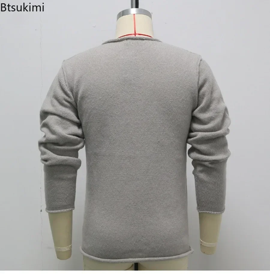 2024 Men's Streetwear Irregular Buttoned Design Sweater Cardigans Autumn Winter Solid Long Sleeve Knitted Cardigans Men Clothing