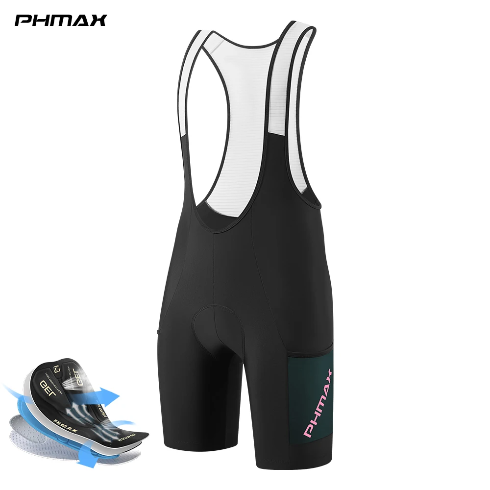 AliExpress PHMAX Men's Cycling Bib Shorts 5D Silicone Padded Road MTB Bike Shorts with Pocket Breathable Quick Dry Bicycle Bottoms Pro
