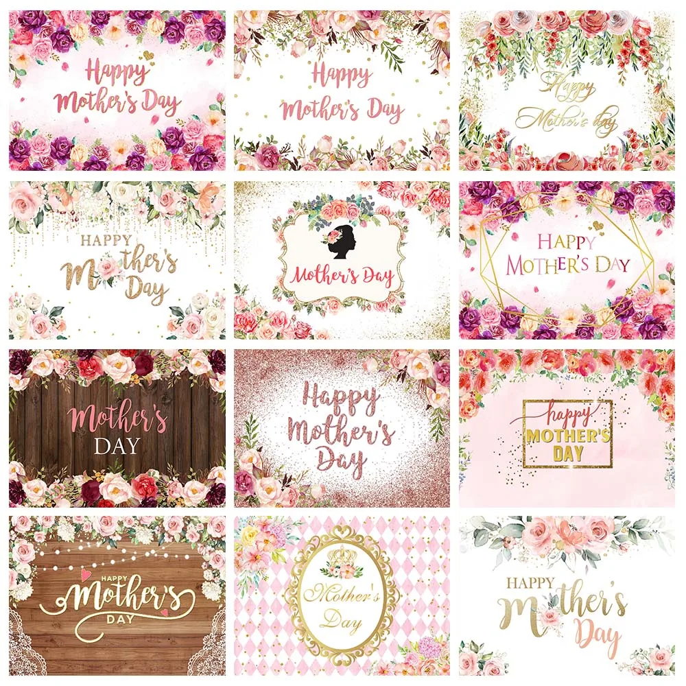 

Mocsicka Happy Mother’s Day Photo Background Flowers Rose Best Mom Birthday Party Banner Photography Backdrops Photocall Studio