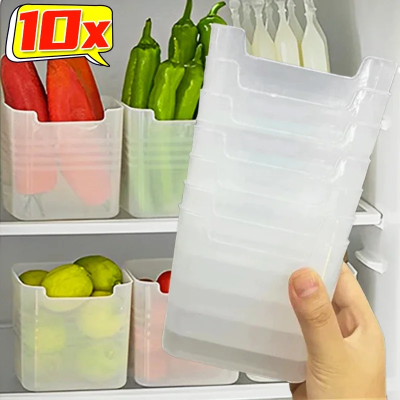 1/10PCS Fridge Side Door Storage Box Vegetable Fruit Preservation Box Food Grade Plastic Container Portable Kitchen Storage Tool