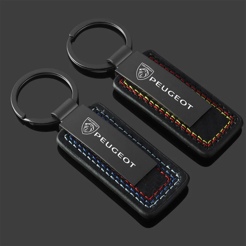 Leather Car Key Chain Anti-loss Keyring For Peugeot 307 308 206 207 3008 2008 406 407 408 508 301 208 Rifter 5008 Accessories