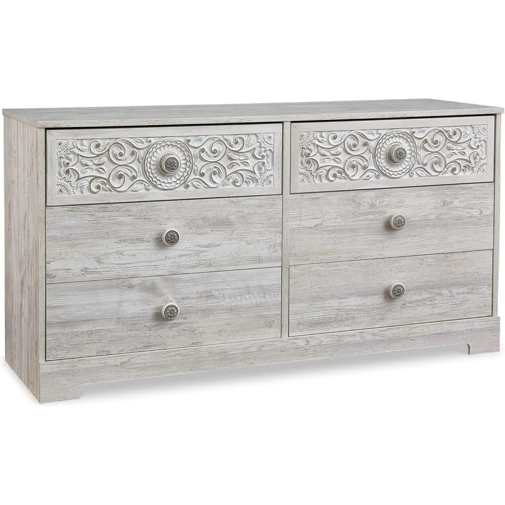 Paxberry Bohemian 6 Drawer Dresser with Carved Medallion Pattern