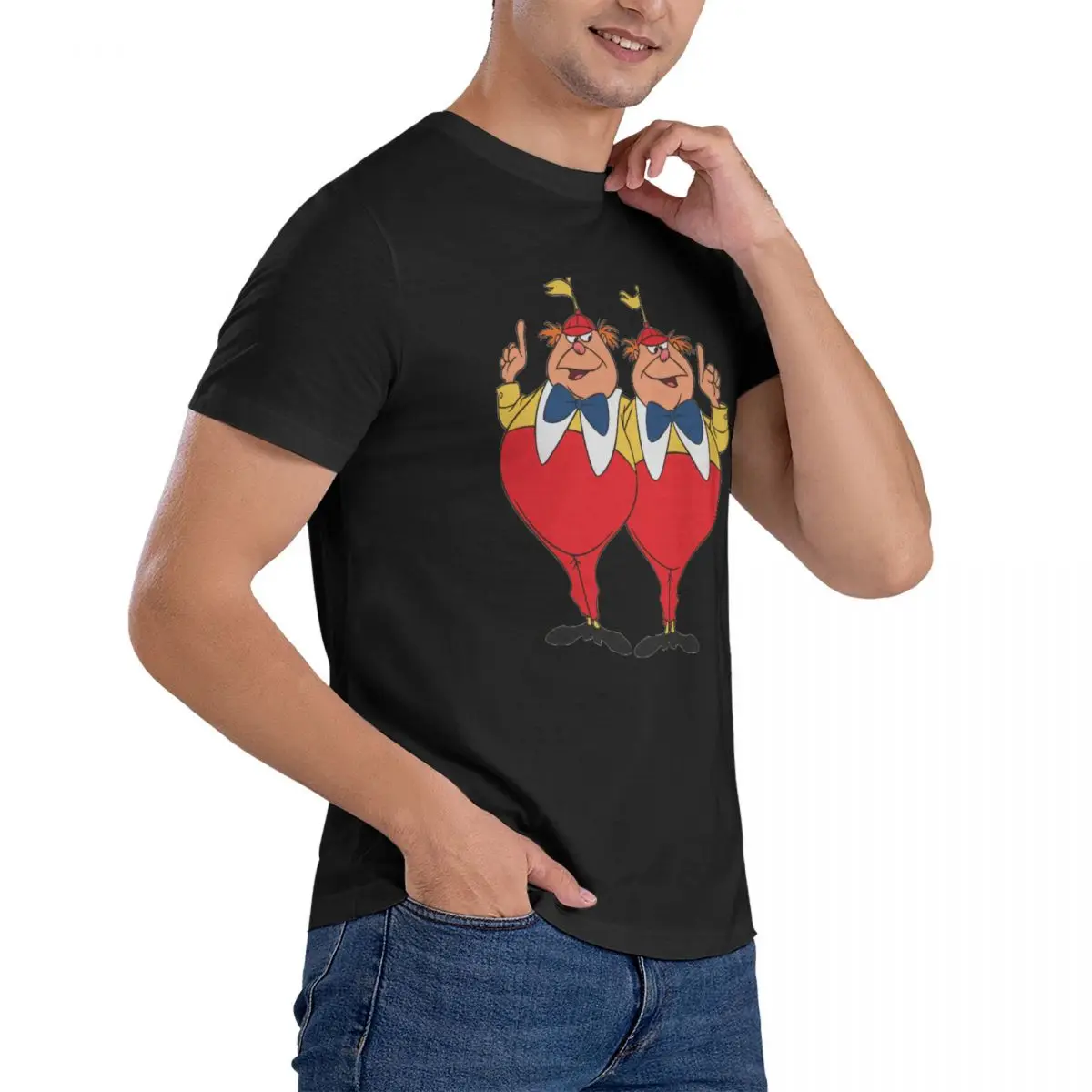 Tweedle Dee And Tweedle Dum Novelty 100% Cotton Tees Short Sleeve Disney Alice in Wonderland Film T Shirt Round Neck Tops image 3