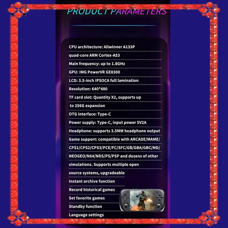 تسليم 24 ساعة H36S 3.5 بوصة جيب وحدة تحكم بجهاز لعب محمول 64G لمحاكيات ألعاب الفيديو المحمولة PSP/PS1/GBA/SNES/NES #6