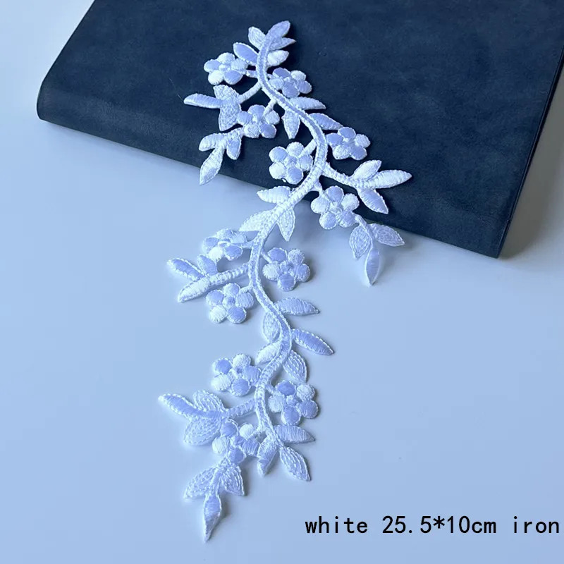 1Pcs Black Blue Plum Blossom Flower Embroidery Patch Applique Clothing Fabric Sticker Iron On Dress Patch Craft Decoration DIY