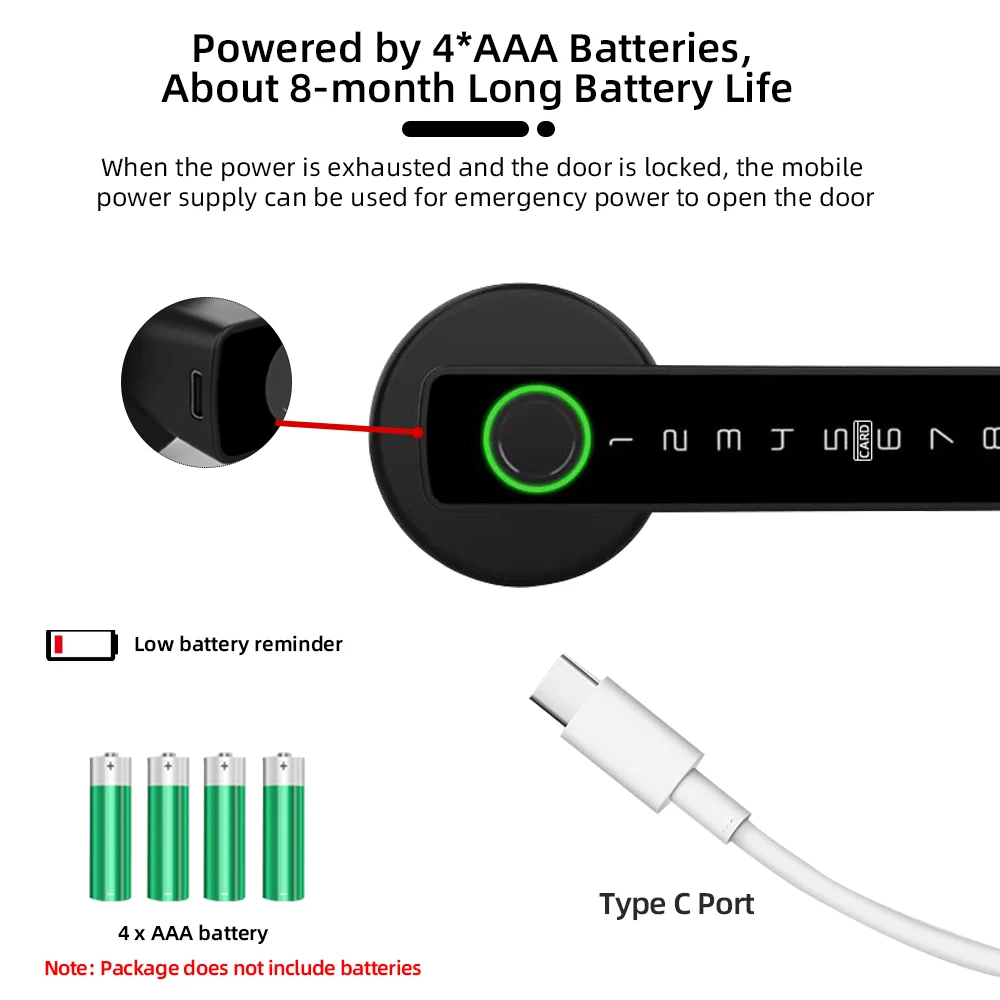 RAYKUBE M5 US Gratis Levering Tuya BLE Smart Vingerafdruk Deurslot Elektronisch Slot met Wachtwoord/Sleutel/kaart/Tuya APP Ontgrendelen