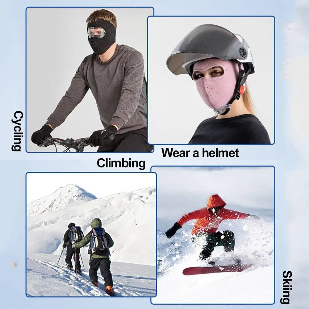Winter Full Face Protection Headgear Warm Polar Fleece Mask Windproof Riding Goggles Mouth Shield for Outdoor Sports image 4