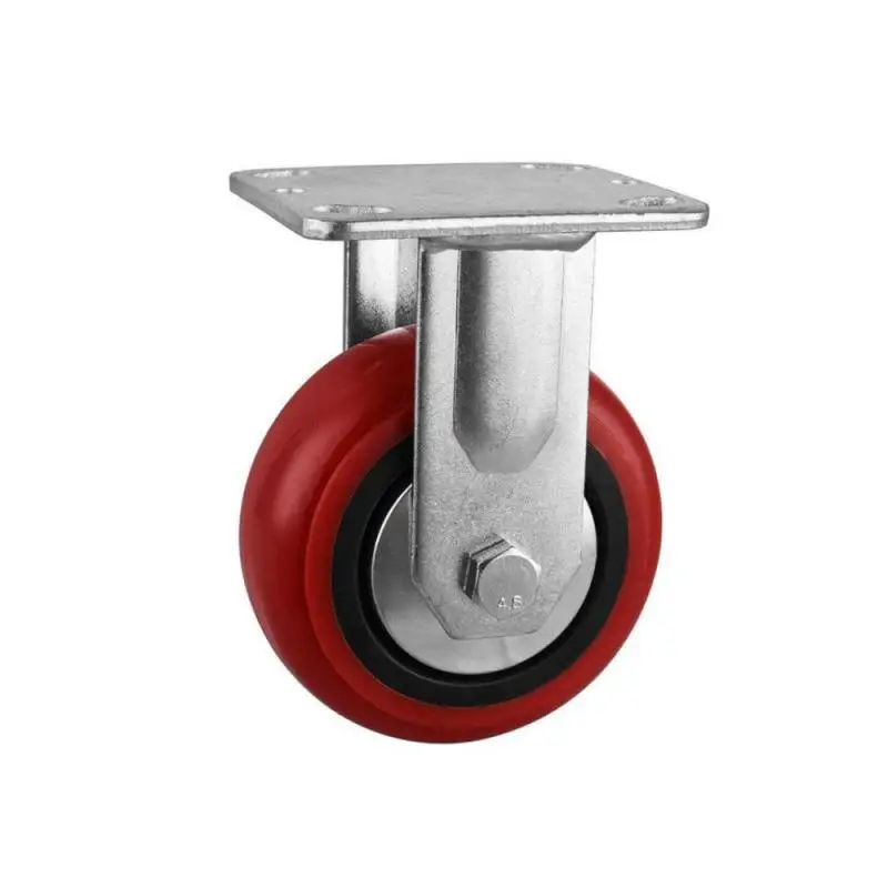 1 Pcs 5 Inch Heavy Red Directional Wheel Diameter 125 Korean Fixed Caster Logistics Turnover Trolley Foot Maximum Load 250kg