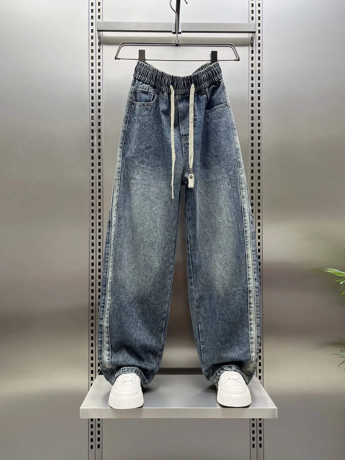 

Retro Men's Jeans Loose Straight Casual Long Pants Large Size High Street American Wide Leg Pants Autumn Trend Brand
