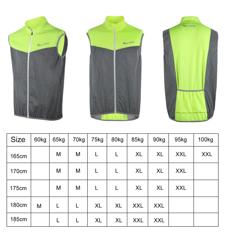 WEST BIKING Reflective Cycling Vest Men Women Safety Bike Vests Sleeveless Breathable Quick-Dry Night Running Jacket Sports Vest