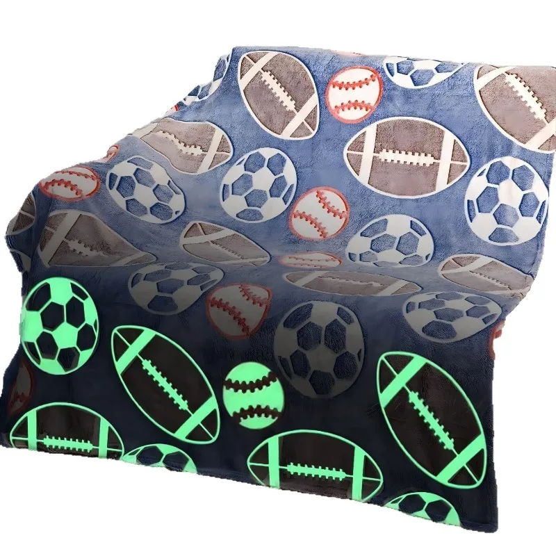  توهج الظلام الصوف بطانية كرة القدم كرة القدم نمط تضيء يلقي طفل الحضانة الرعاية النهارية وقت القيلولة لينة أفخم الدافئة سرير مريح #6