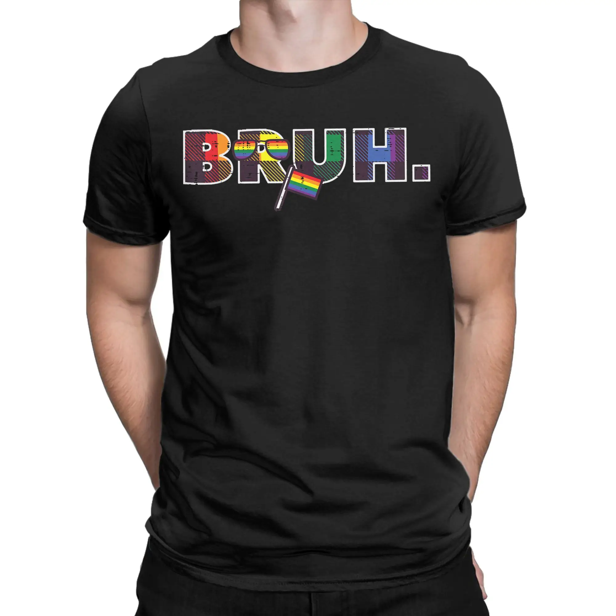 Month Bruh Meme Ally Rainbow Graphic 100% Cotton T-Shirt LGBT Pride Tops Tees For Men