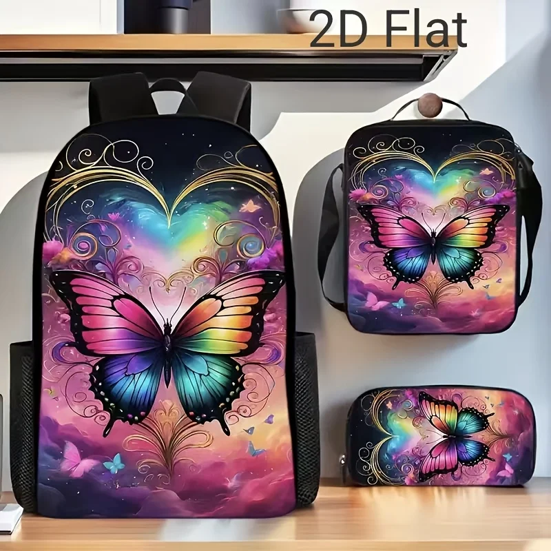 

Three-Piece Unisex Backpack Set - Adjustable Shoulder Straps, Zipper Closure, Includes a Backpack, a Crossbody Bag, And a Pencil