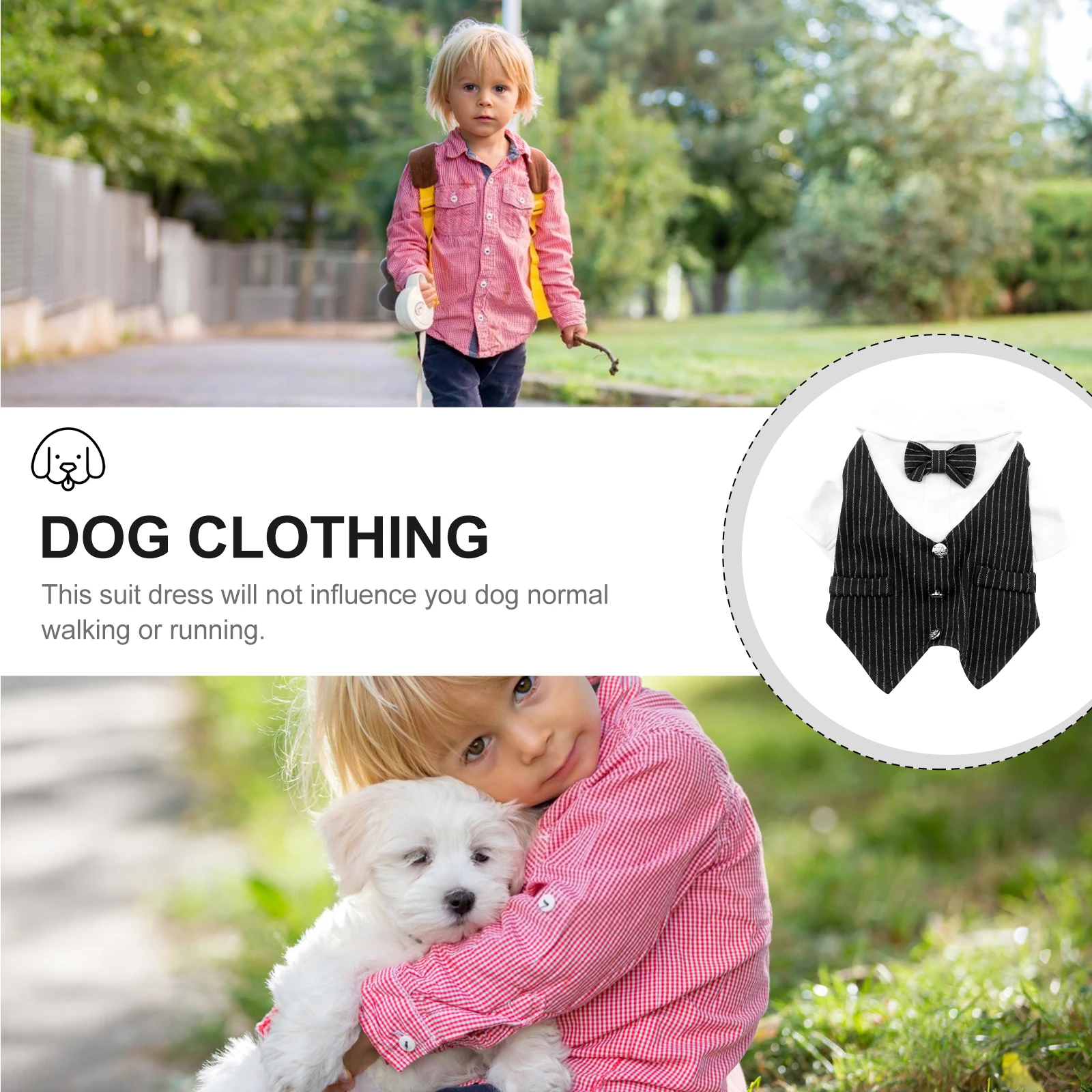 

Dog Clothes Comfortable Pet Suit Polyester Dress Gentleman Dress Photo Props Costume for Home Cosplay (Black, Size )