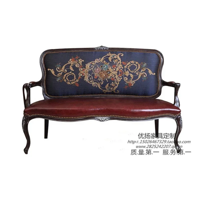 

A48 American solid wood sofa European classical double sofa chair hotel clubhouse simple and modern