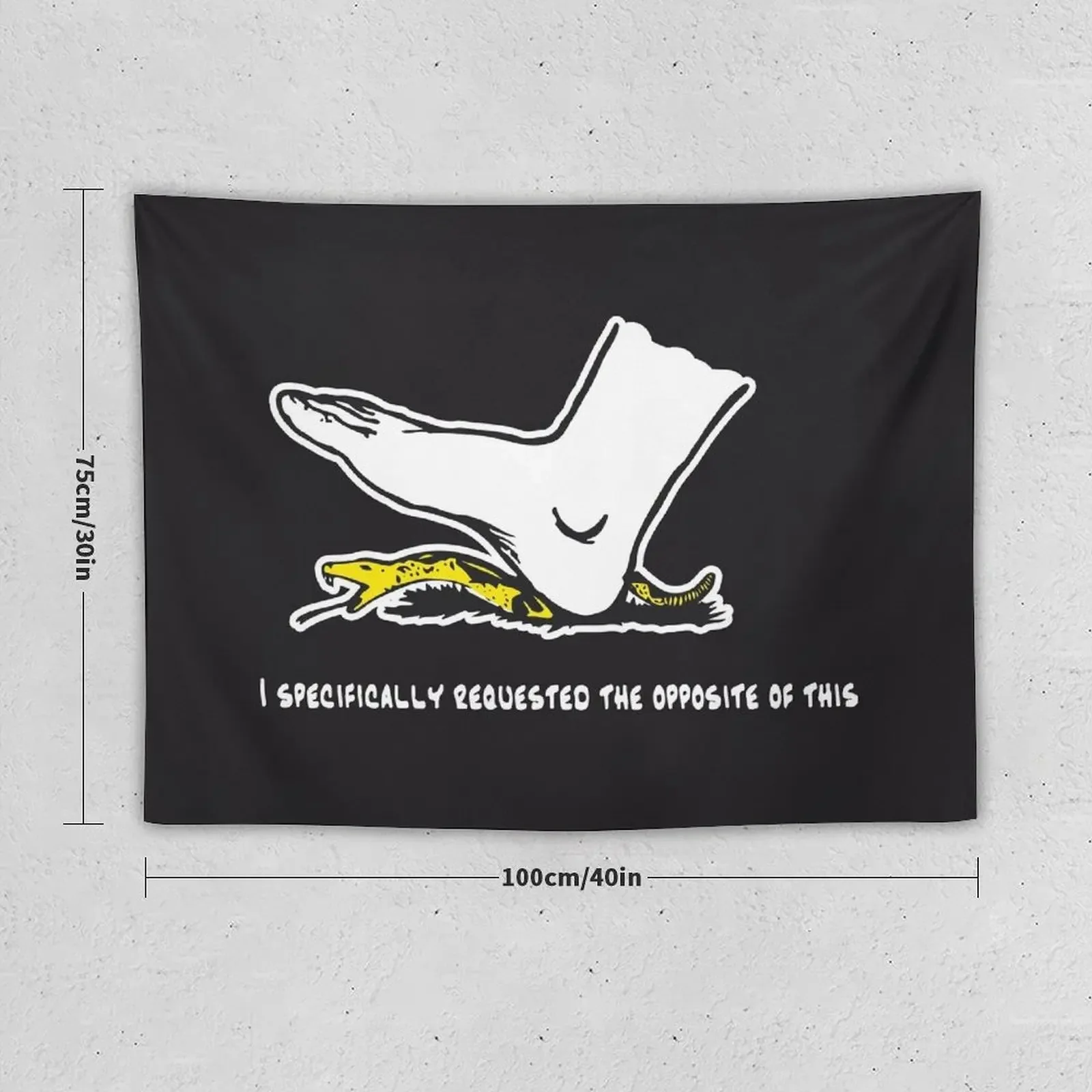 I specifically requested the opposite of this - Don't tread on me parody Gadsden flag with snek - yellow on black backg Tapestry