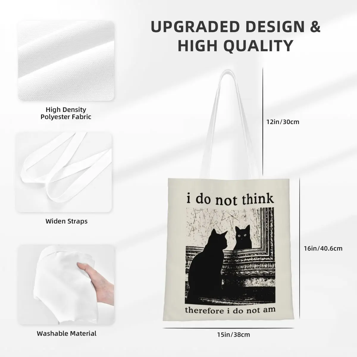 لا أعتقد ذلك، لست أنا حقيبة تسوق قماشية قابلة لإعادة الاستخدام حقيبة تسوق ذات سعة كبيرة للجنسين حقائب الطلاب المضحكة على شكل قطة ميمي #6