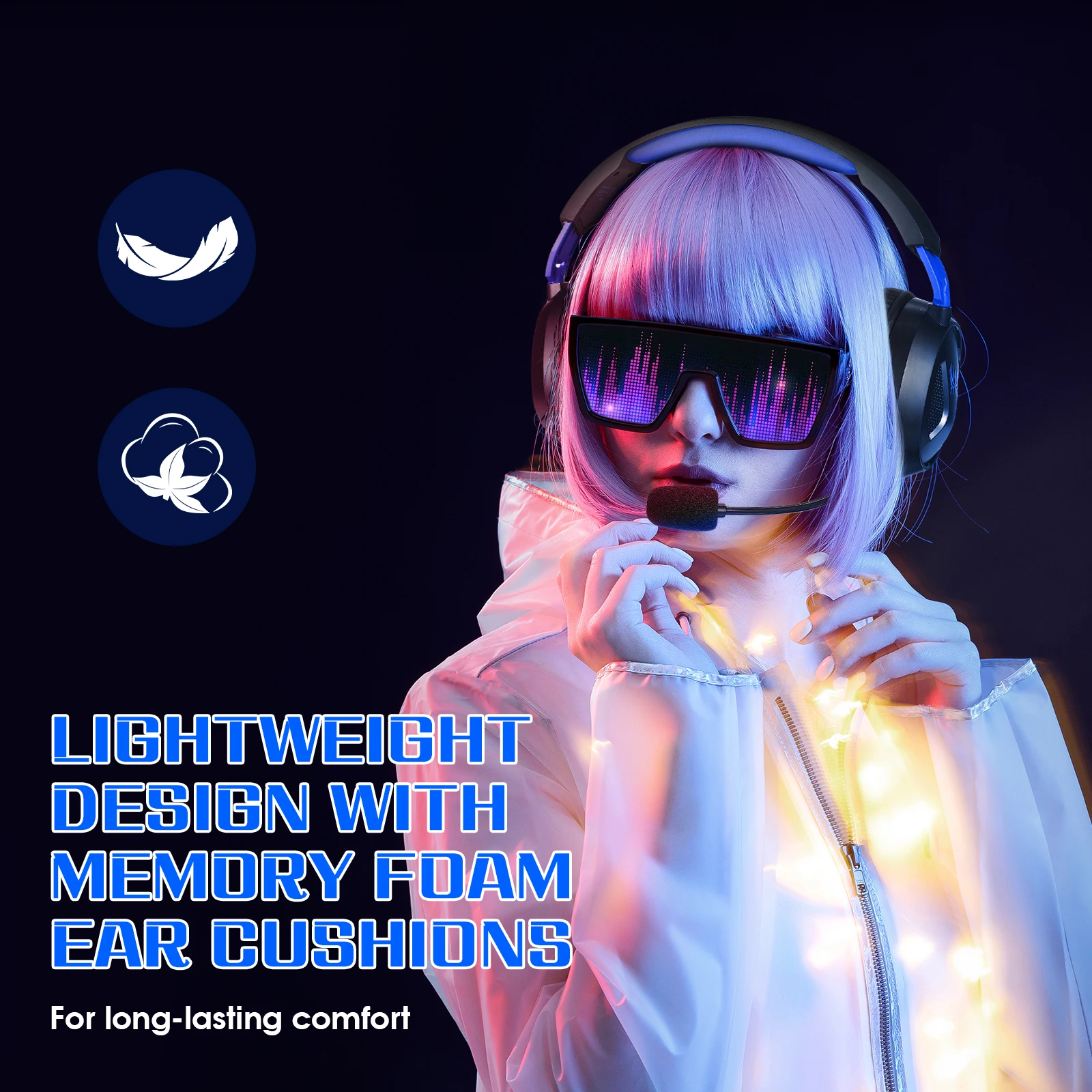 سماعات رأس سلكية للألعاب G3100 للكمبيوتر المحمول Ps4 مع ميكروفون ستيريو وصوت محيطي وإلغاء الضوضاء النشط