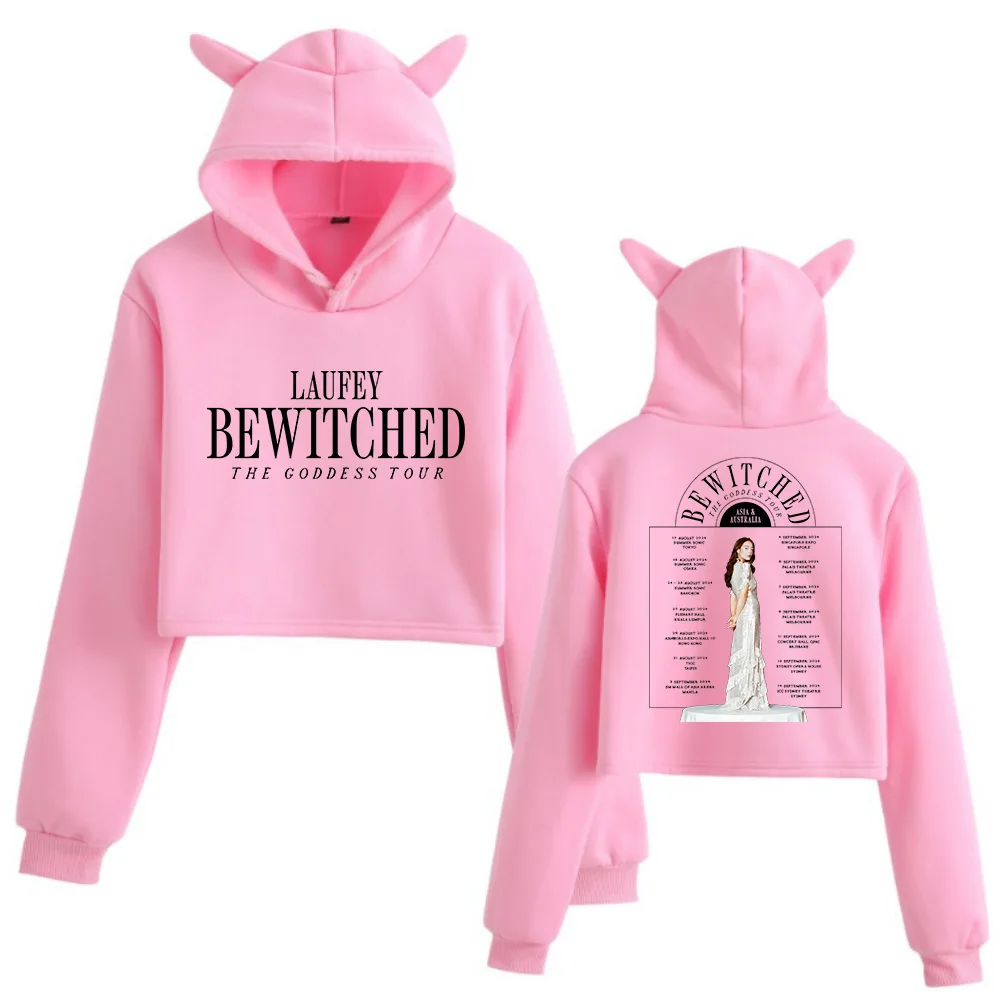 Laufey Tour-manga comprida Cat Ears Hoodie para meninas, jogo regular, presente dos fãs, impressão de moda, 2022