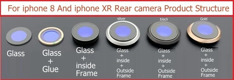 Back Rear Camera Glass Lens Ring Cover With Frame Holder For iPhone 6 6S 7 8 Plus X Xr Xs Max    Camera Glass Lens + Frame Parts