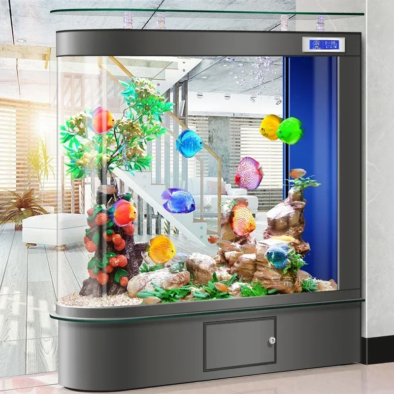 

Усовершенствованный аквариум-пуля для гостиной, небольшой экологический экран, напольное стекло, U-образная перегородка, рыбный глобус