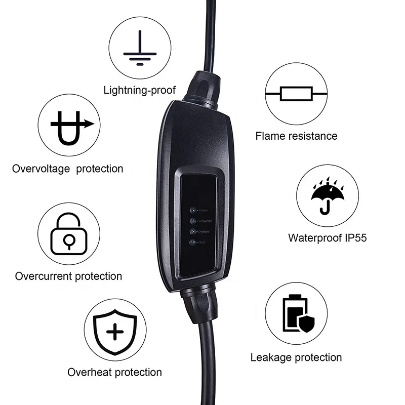 DUOSIDA EV Charger Portable EVSE Mobile Wallbox J1772 Type 1 Type 2 16A 6m 10m 3.5kW 220 volt Electric Car Charging for Home